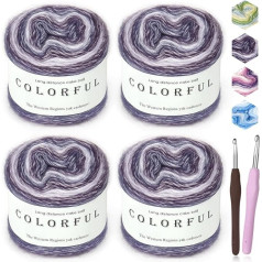 Пряжа Reessy Ombre: Градиентный торт многоцветный хлопок вязание крючком пряжа - 4×100 г мягкой теплой шерсти для шарфов, одеял и одежды