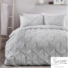 Serene Lara Ruched Easy Care Duvet Cover Set, Double, Silver