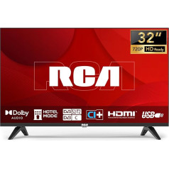 RCA TV 32 дюйма (80 см) безободковый LED HD телевизор с тройным тюнером (DVB-T/T2-C-S/S2), HDMI, CI+, USB медиаплеер, гостиничный режим, Dolby Audio (NRB32HQ1, 2024)