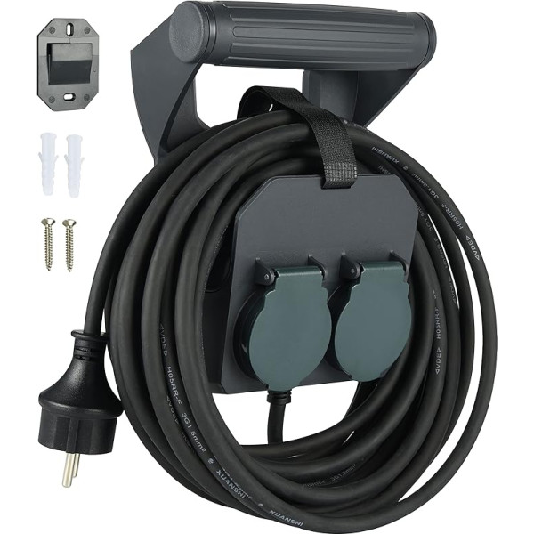 Electraline 01676 Удлинительный кабель IP44 (10 м, H05RR-F 3G1.5, для использования вне помещений и строительных площадок), с эргономичной ручкой с двумя роз