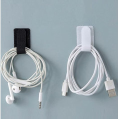 20 Pieces 3M Self Adhesive Wire Organizer Cable Organizer Adjustable Velcro Adjustable Cable Ties Cord Wraps Cord Holder Office Desk Management (Black+White)