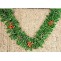 Dmora - Weihnachtsdekoration Fee, Weihnachtsdekor, Weihnachtsornament, Festliche Dekoration, Made in Italy, 220x25 h25 cm, Grün und Rot