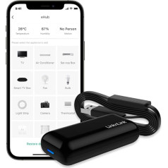 LinknLink eHub 5-в-1 Smart WiFi универсальный пульт дистанционного управления ИК и RF управления с датчиками движения, температуры, влажности, 3 года бес