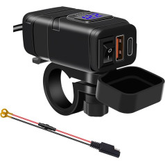 ALLWSLucky Мотоцикл USB зарядка розетка водонепроницаемый с выключателем, PD3.0 30 Вт и QC3.0 18 WUSB мотоцикл розетка, автомобиль USB розетка 12 В для дома, л