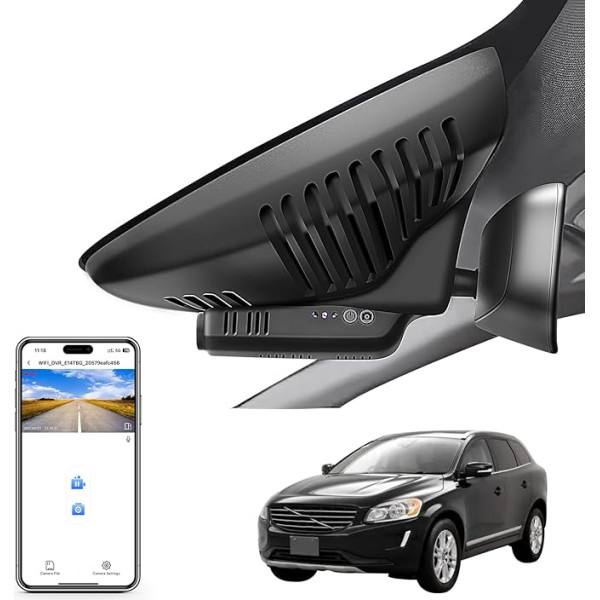 4K Dash Cam Custom для Volvo XC60 2013 2014 2015 2016 2017 (модель B), T5 T6 Gen 1 Facelift аксессуары, OEM внешний вид, UHD 2160P видео, WiFi и приложение, легко установить, 64 ГБ карта