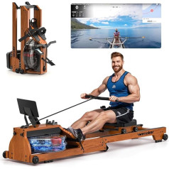 Водный гребной тренажер Wenoker для дома из массива дерева, складной гребной тренажер с дисплеем Bluetooth, высококачественная деревянная констру