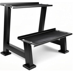 AUXHDK Стойка для хранения гирь с нескользящими накладками, 2 яруса весовых стеллажей, стойка для гирь, стойка для гантелей и гирь для домашнег