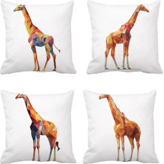 Комплект из 4 открытых подушек с жирафом, водонепроницаемая диванная подушка 18 x 18 дюймов, декоративная подушка для дивана, гостиной, балкон