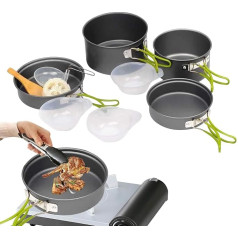 Набор для приготовления пищи | Портативный мини набор посуды со штабелируемыми кастрюлями и сковородками, складная ручка - Легкий набор дл