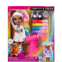 Радужная кукла с высокой воздушной кистью, серые глаза