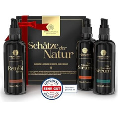 Органический подарочный набор для ухода за лицом - 3 x 100 мл - Подарки для женщин - 100% органический и веганский - Гиалуроновая сыворотка + ретин