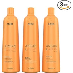 Richee Professional Argan & Ojon Hair Care Set Professional Treatment 3-Piece 1000 ml Shampoo 1000 ml Beauty Control 1000 g Mask