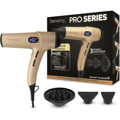 Фен Demeliss Saint Alge Pro Series - цифровой двигатель BLDC - легкий, компактный, тихий и очень мощный - 3 магнитные насадки - эргономичный дизайн, ионная фун