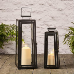 Lights4fun Комплект из 2 металлических фонарей-свечей на открытом воздухе на батарейках с таймером и теплыми белыми светодиодами