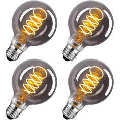 SUYGUAR E27 LED Vintage Light Bulb, Edison Vintage Light Bulb, E27 Dimmable 4 W Warm White, Retro LED Lamp, Decorative Light Bulb for Living Room, Bedroom, Dining Room, Kitchen, Bar, Smoke Grey, Pack