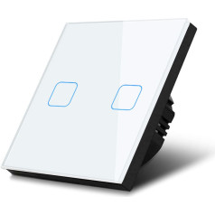 Сенсорный выключатель света, двойное стекло, белый с квадратной кнопкой с подсветкой, MCE703W