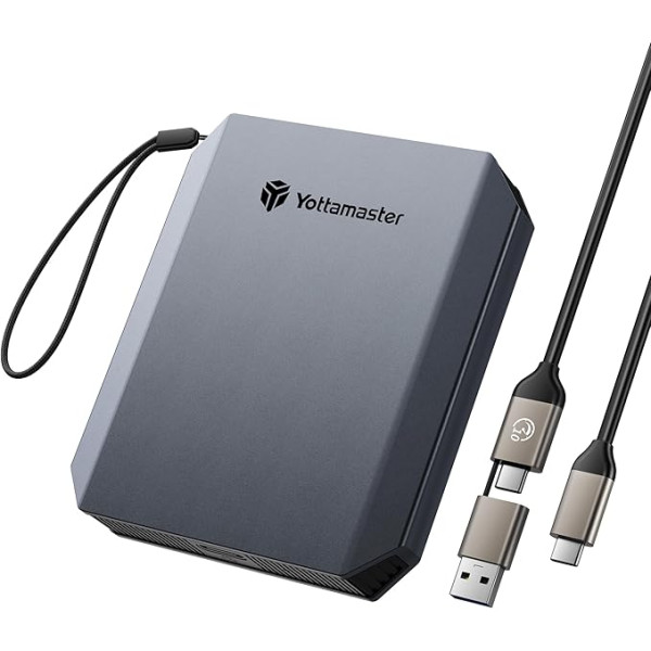 Yottamaster 512GB External SSD, до 460MB/s Portable SSD Supports 4K ProRes HDR 2-в-1 USB-C/A Cable & Carry Strap Compatible with iPhone 17 Pro Max/Smartphone/Tablet/Laptop