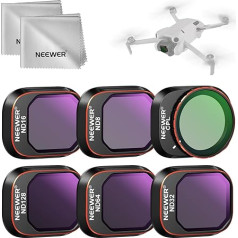 NEEWER ND Filter Set Compatible with DJI Mini 4 Pro, 6 Pack Multicoated HD Optical Glass ND8 ND16 ND32 ND64 ND128 CPL Circular Polarising Neutral Density Filter Drone Accessories, 2 x Cleaning Cloth