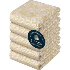 HEIRLOOM COMFORT Бежевые кухонные полотенца 5 шт. 100% хлопок Супер впитывающие и быстросохнущие полотенца с узором алмазного плетения Многоразовые