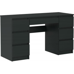 Стол VBChome 130 x 50 см черный - большой компьютерный стол с 7 ящиками, идеально подходит в качестве офисного стола, стола для ПК, рабочего стола ил