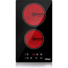Стеклокерамическая варочная панель Domino, Двойная стеклокерамическая варочная панель IsEasy, 3000 Вт, 29,5 см, 2 зоны приготовления, вилка, 9 режимов 