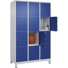 C+P Möbelsysteme C+P Classic Plus Шкаф для шкафчиков на 4 отделения светло-серый / горечавка синяя W 1200 мм 12 отделений с ножками