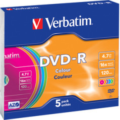 Dvd-r 16x 4.7gb 5p slim color 43557