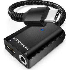 Адаптер USB C для наушников и зарядки, Stouchi USB Type C to 3.5 mm Jack Aux Adapter, Hi Res DAC, безопасная быстрая зарядка 30 Вт, совместимость с iPhone 15 Pro/Max, Samsung Galaxy S24 S2
