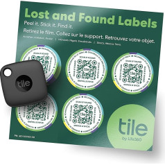 Tile Mate (2022) Bluetooth Поиск предметов, 1 упаковка, черный + этикетка для находок, зеленый лес