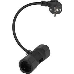 RIIEYOCA Защитный контактный удлинительный кабель с 2 розетками, 16 A/250 В Schuko двойной удлинитель для наружного использования, 2-контактная безоп