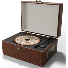 Винтажный кожаный CD-плеер - портативный CD-плеер со встроенными динамиками, превосходное качество звука, перезаряжаемый аккумулятор, ретро 