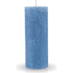 HS Candle Rustic Pillar Candle Sky Blue Diameter 7 cm x 18 cm - Various Colours / Sizes - Long Burning Time Antique Candle, Fragrance-Free Altar Candle - Decorative Candle