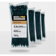 NIVELPRO Kabelbinder из кунстоффа, прочный, для внутреннего и наружного применения, разные размеры, шварц, 4,8 x 300 мм, 100 штук