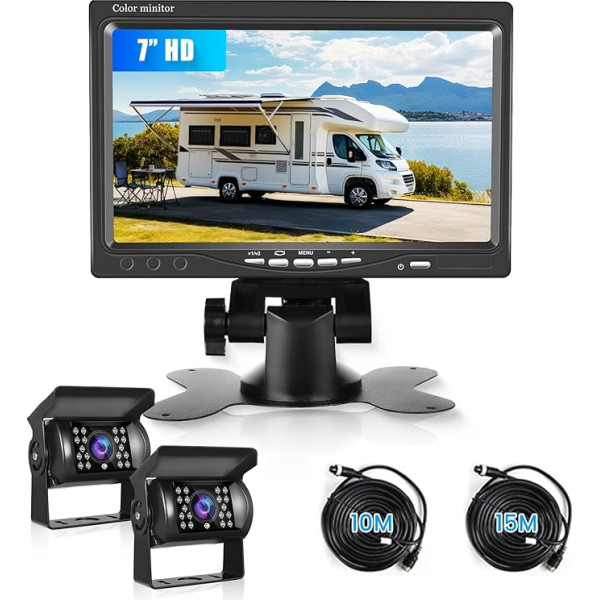 Камера заднего хода с 7-дюймовым HD монитором и 2 камерами, IP69 водонепроницаемая ИК камера ночного видения, камера заднего хода для грузовико