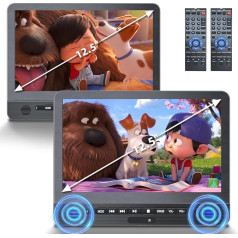 DESOBRY 12.5 дюймов автомобильный DVD-плеер 2 экрана с 5 часов аккумулятор, два автомобильных экрана, подголовник телевизор, детский телевизор Пос