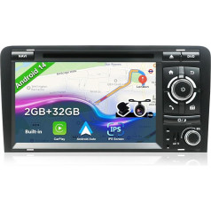 Android 14 Автомобильное радио для Audi A3 8P 8PA S3 RS3 (2003-2013) - Камера заднего хода + микрофон бесплатно - 2G + 32G - IPS 7 дюймов 2 DIN - DAB рулевое колесо управлен
