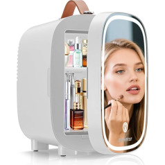 Enventor Мини-холодильник 4L/6 банок, косметический холодильник с диммируемой светодиодной подсветкой зеркала, AC + 12V DC, охладитель и подогревате