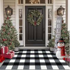 FONEYI Buffalo Plaid Outdoor Rug 32 x 48 Inch Plaid Non Slip Absorbent Entrance Rug Door Mat Indoor Washable Outdoor Rugs for Multilayer Doormats Porch