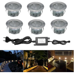 Светодиодные встраиваемые напольные прожекторы Комплект из 6 Диаметр 45 мм 1 Вт Патио встраиваемые прожекторы Открытый 12 В IP67 Водонепроница