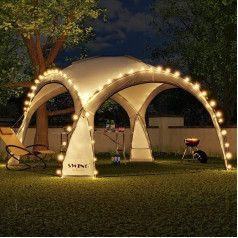 XXL Светодиодная беседка для мероприятий 4,5 x 4,5 м DomeShelter Garden Gazebo с солнечным модулем Pavilion Designer Garden Tent Camping Gazebo Party Tent with Lighting (450 см - Антрацит)