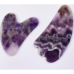 Аметист, ролик для лица из натурального камня, набор инструментов Гуа Ша, массажный кристалл от царапин, украшение комнаты из 3 частей (цвет: