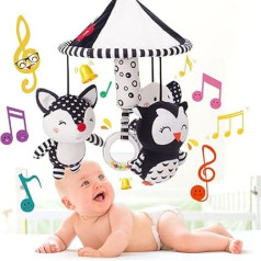 Мобильная музыкальная колыбель OBEST для малышей от 0 до 5 месяцев, вращающиеся на 360° музыкальные часы-колыбель с мягкой мелодией, слон/сова/м
