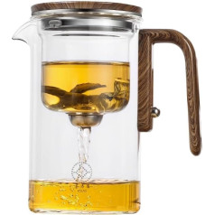 AHKALVTE Enchanti Tea Pot, волшебный чайник с насадкой, отделение воды, боросиликатное стекло, нержавеющая сталь SUS304, 600 мл, прозрачный