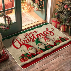 Рождественский коврик с гномом, красный и зеленый, праздничный входной коврик для украшения интерьера и улицы, резиновый, водонепроницаем