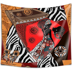 DekoArte TP33 - Современная настенная вешалка с оцифрованным художественным принтом на 100% полиэстере для украшения салона и спальни | Африкански