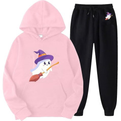 Женский свитшот, Топ с капюшоном и треники, Костюм с капюшоном, Комплект спортивного костюма с принтом на Хэллоуин, Кепка, Комплект спортив