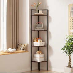 Outhis Угловой книжный шкаф, 4-ярусная угловая полка с металлической рамой, угловые полки с лестничным дисплеем, высокая угловая полка, малень