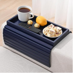 Yubamin Бамбуковый поднос для рук дивана, подставка для рук дивана, складной поднос для рук дивана, стол для рук дивана для еды, напитков, закус