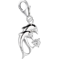 Goldene Hufeisen Дельфин Шарм Кулон 925 Стерлингового Серебра Кубический Цирконий Застежка Лобстер Клешня для Браслетов, Кубический Цирконий Стер
