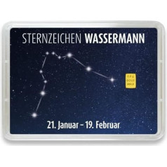 Goldstücke24 - Золотой слиток со знаком зодиака в коробке с мотивом - Отличная идея для подарка - Гарантия подлинности (Водолей: 21 января - 19 феврал